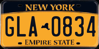 NY license plate GLA0834