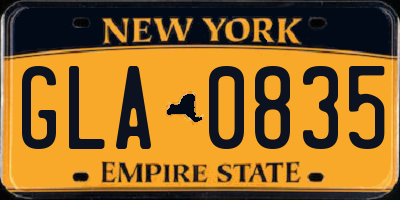 NY license plate GLA0835