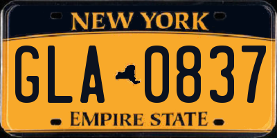 NY license plate GLA0837