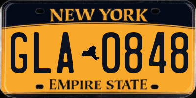 NY license plate GLA0848