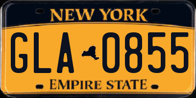 NY license plate GLA0855