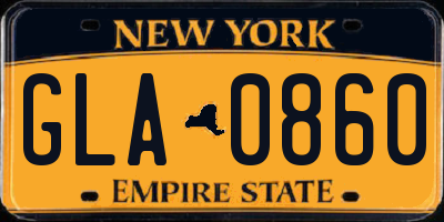 NY license plate GLA0860