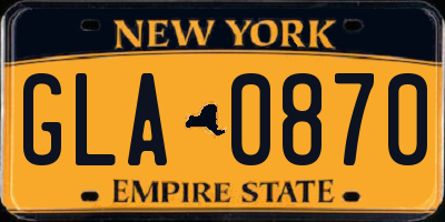 NY license plate GLA0870