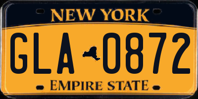 NY license plate GLA0872