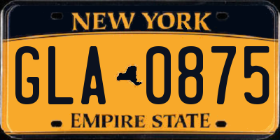 NY license plate GLA0875