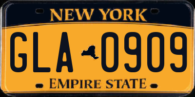 NY license plate GLA0909