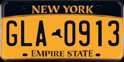 NY license plate GLA0913