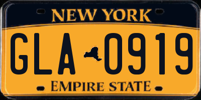 NY license plate GLA0919