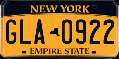 NY license plate GLA0922