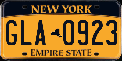 NY license plate GLA0923