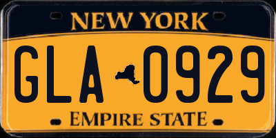 NY license plate GLA0929