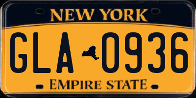 NY license plate GLA0936