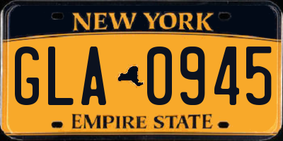 NY license plate GLA0945
