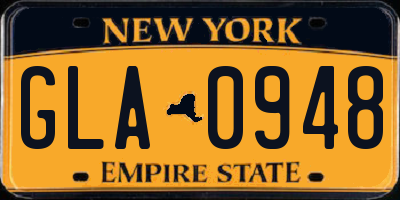 NY license plate GLA0948