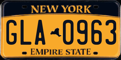 NY license plate GLA0963