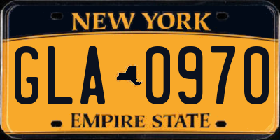 NY license plate GLA0970
