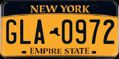 NY license plate GLA0972