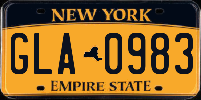 NY license plate GLA0983