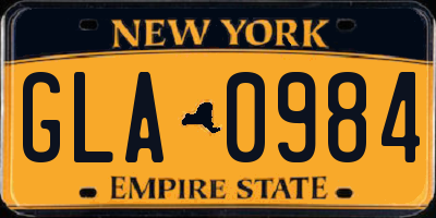 NY license plate GLA0984