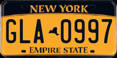 NY license plate GLA0997