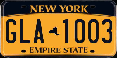 NY license plate GLA1003