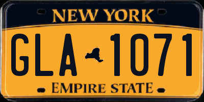 NY license plate GLA1071