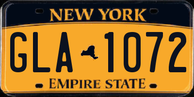 NY license plate GLA1072