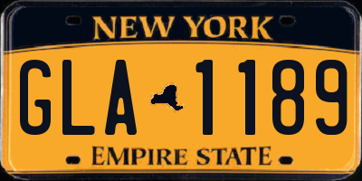 NY license plate GLA1189