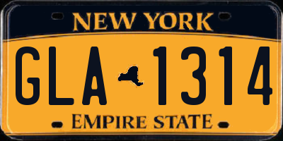 NY license plate GLA1314