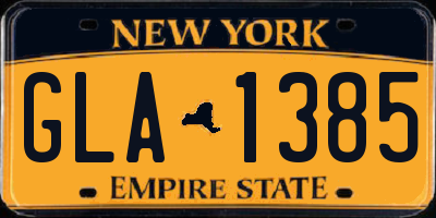 NY license plate GLA1385