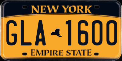 NY license plate GLA1600