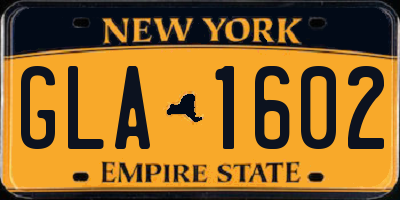 NY license plate GLA1602