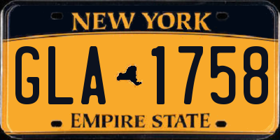 NY license plate GLA1758