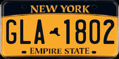 NY license plate GLA1802