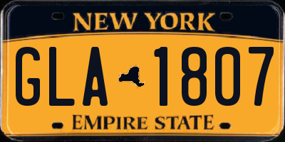 NY license plate GLA1807