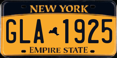 NY license plate GLA1925