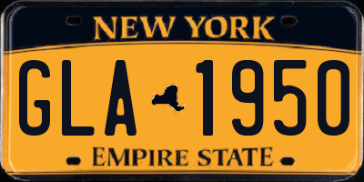 NY license plate GLA1950