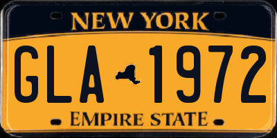 NY license plate GLA1972