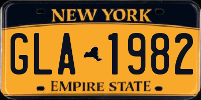 NY license plate GLA1982