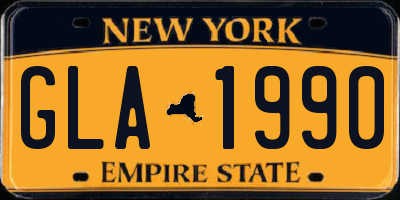 NY license plate GLA1990