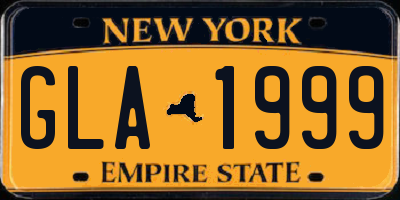 NY license plate GLA1999