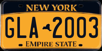 NY license plate GLA2003