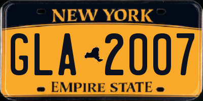 NY license plate GLA2007