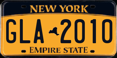 NY license plate GLA2010