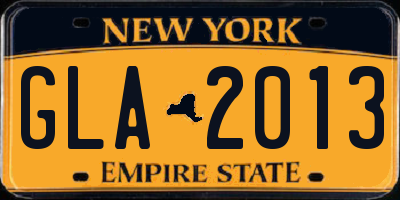 NY license plate GLA2013