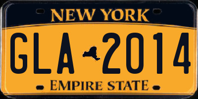 NY license plate GLA2014