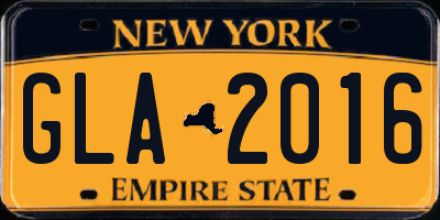 NY license plate GLA2016