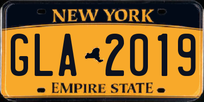 NY license plate GLA2019