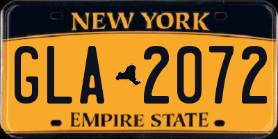 NY license plate GLA2072
