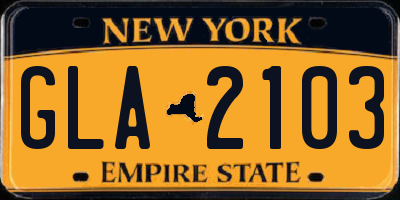 NY license plate GLA2103